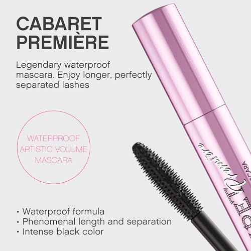 Vivienne Sab? Cabaret Premiere Black Waterproof Mascara, Volume and Length, Curling, No Flaking, No Clumping, Smudge Proof, Washable, Cruelty-Free, Made in Europe, (01 Black), 0.3 Fl Oz, 1 Pack