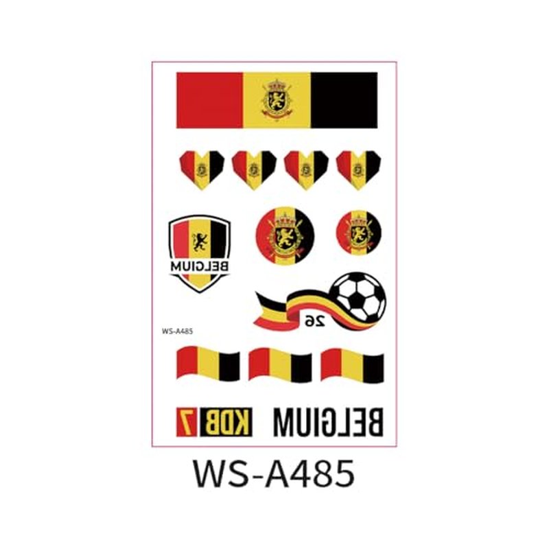 Belgium Temporary Tattoos - Belgian Flag & Lion Face Stickers
