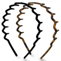Kitsch Zig Zag Comb Headbands for Women - 2 Pack Black & Tortoise