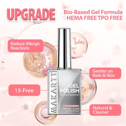 Makartt Jelly Bright Nude Gel Nail Polish 15ML - Hema-Free, Clay Muse Variation