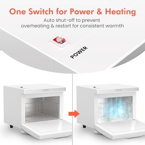 TASALON 8L Towel Warmer Hot Cabinet Box, Aluminum Inner Chamber, Removable Tray, Fast Heating for Beauty Spa Salon Massage - White