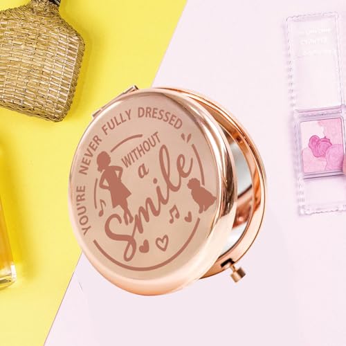 KEYCHIN Orphans Annie Pocket Mirror Musical Gifts You're Never Fully Dressed Without A Smile Annie Compact Makeup Mirror(Without A Smile-RG)