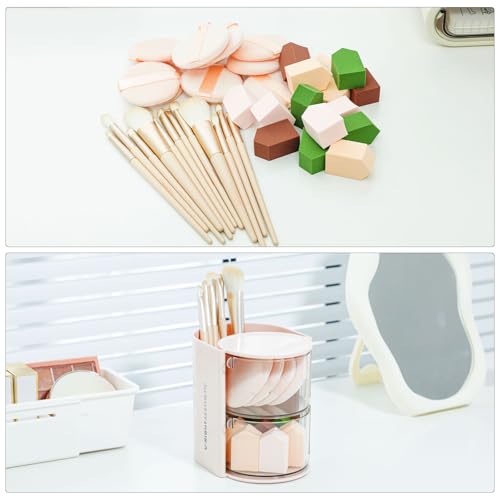 FABROK 2-Layer Rotatable Clear Hair Accessories Organizer - Pink