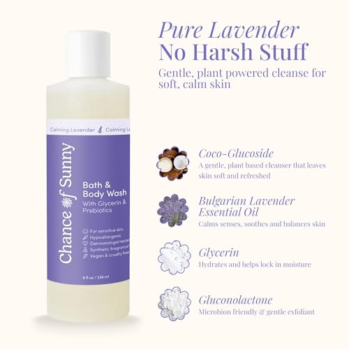Sensitive Skin Bath & Body Wash ? Sleepytime Lavender, Hypoallergenic & Dermatologist-Tested - Gentle, pH-Balanced Cleanser for Dry & Delicate Skin - Family-Friendly & Vegan (8 oz)
