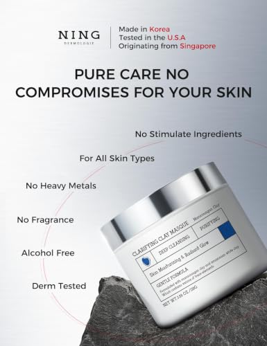 Clay Mask for Sensitive Skin - Deep Cleansing Mud Formula 3.88 Oz