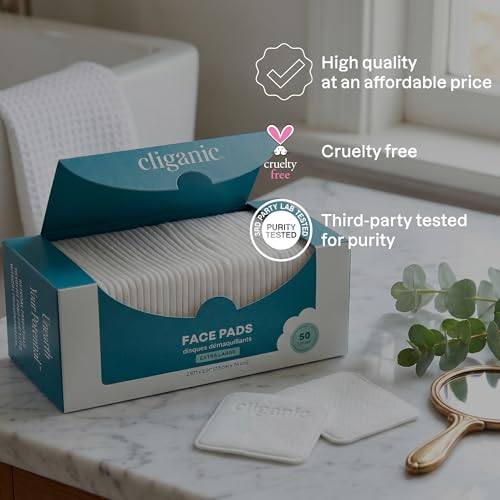 Cliganic Extra Large Face Pads 100 Count Dual-Sided