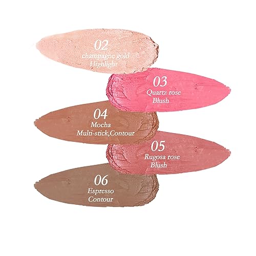 Highlighter Makeup Cream Contour Stick - Easy to Apply Natural Bronzer Stick & Blush Stick Non-greasy & Waterproof Blush for Cheeks Face Beauty Makeup Kit(Including Makeup Blush)