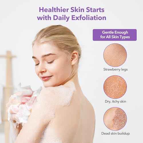 Korean Exfoliating Washcloths [4 Pack] ? Daily Body Scrubber Towels for Shower, Back & Full-Body Use ? Loofah Alternative, Quick-Drying Bath Cloths, Made in Korea