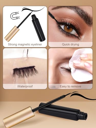 Magnetic Eyelashes Kit with Eyeliner - 5D Faux Mink, 3 Pairs