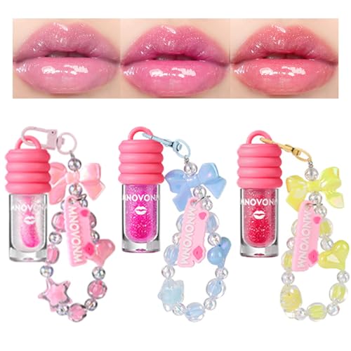 Dulele 3PCS Hydrating Lip Gloss Set with Keychain