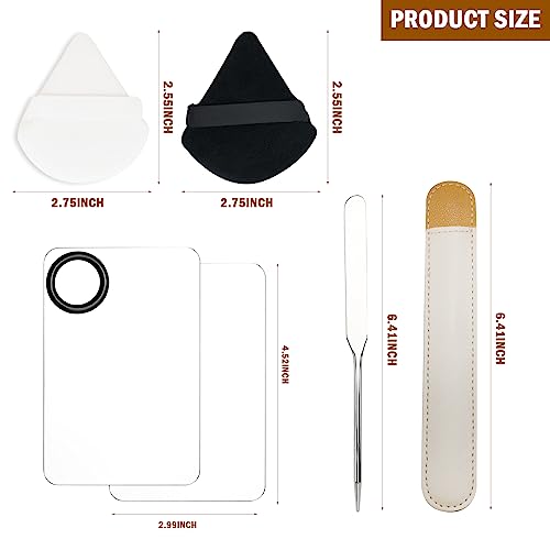 Makeup Spatula & Palette Set with Powder Puffs