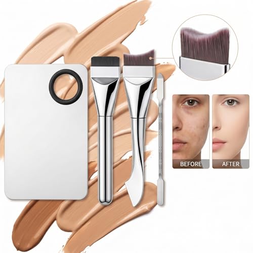 Makeup Mixing Palette Set with Brushes & Spatula - 6Pcs