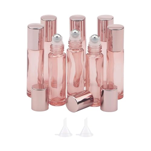 8 Pack 10ml Glass Roller Bottles for Essential Oils & Perfume