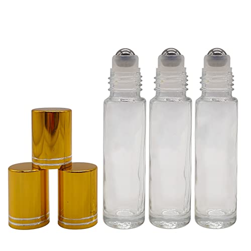 24Pack Essential Oil Roller Bottles 10ml Clear Glass Roller Bottles with Stainless Steel Roller Balls Leak Proof Roll on Bottles for Travel Perfume Essential Oil