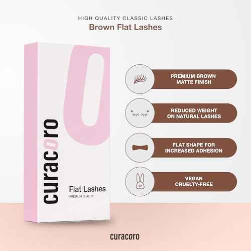 Curacoro Brown Eclipse Flat Lash Extensions - Mixed Length 8-15mm, Thickness 0.15mm, C CC D Curl, Brown Mink False Lashes, Matte Finish, Individual Eyelashes for Salon Use, Lightweight and Fluffy
