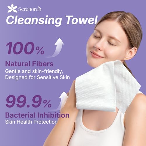 Disposable Face Towels XL 200 Count, Pearl Texture Facial Tissues for Deep Cleansing, Ultra Thick Makeup Remover Dry Wipes, Lint Free Cotton Tissue for Sensitive Skin