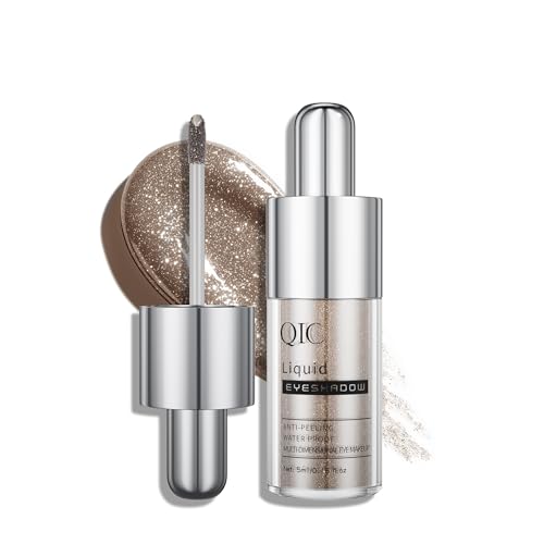 QIC Liquid Glitter Eyeshadow, Metallic & Shimmer Finish, Long Lasting, Non-Creasing, Smudge-proof, Lightweight Formula Liquid Eyeshadow for All Skin Tones, Buildable Color (06 Champagne Gold)