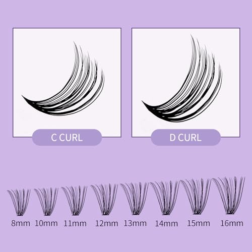 WENDY Lashes Clusters D Curl Lash Clusters 30D DIY Eyelash Clusters 8-16mm Cluster Eyelash Extensions Black Cluster Lashes Wispy Soft Individual Lashes Reusable At Home(30D-D,8-16mm Mixed)