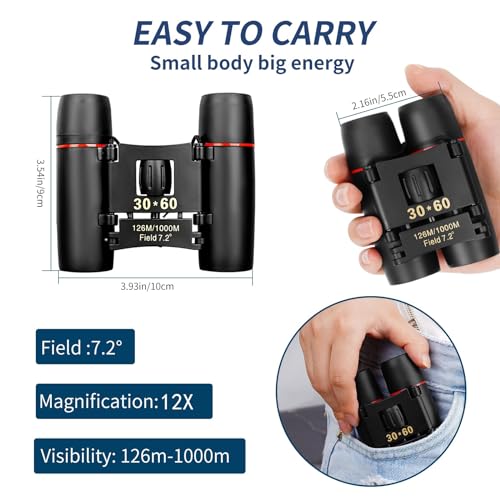 Compact HD Mini Binoculars for Adults & Kids - 12x Magnification
