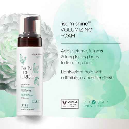 Bain de Terre Rise N' Shine Volumizing Foam, Lightweight Medium Hold & Volume with Argan & Monoi Oils, Paraben-Free, Color-Safe, Vegan, 6.7 Fl Oz