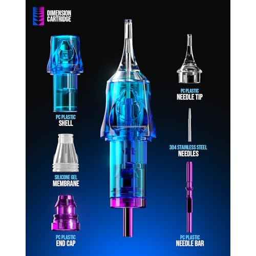 CNC Tattoo Cartridge Needles 30pcs Assorted Needle Round Magnum Cartridges #10 Bugpin 7RM 9RM 11RM 13RM 15RM #1209RM Mixed for Tattooing Supplies EN04B-30KIT-G