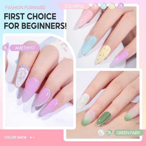 PEACECOLOR 10ML Jelly Gel Nail Polish Set - 6 Vibrant Colors