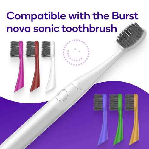 BURST Replacement Heads for Nova Sonic Toothbrush (Pink) | Super-Soft Bristles Reduce Risk of Abrasion & Irritation | Tapered Ends Reach Below The Gumline | for a Whiter, Brighter Smile