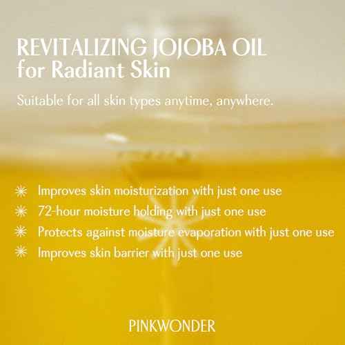 PINKWONDER USDA Organic Jojoba Oil | 100% Pure, Cold-Pressed Oil for Face & Facial Care, Gua Sha | Non-Greasy Korean Skin Care for Women 0.33oz (10ml)