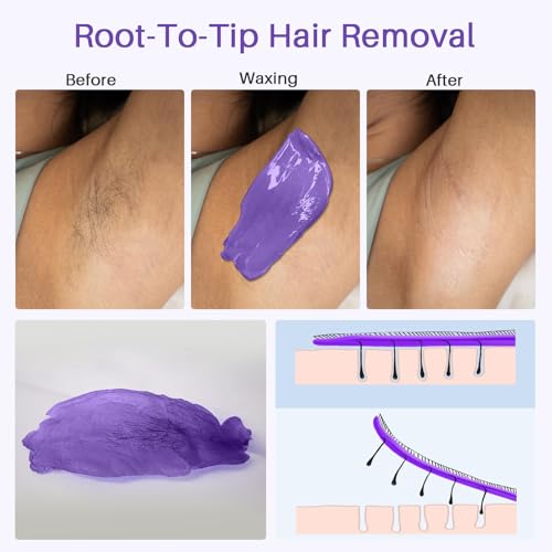 BLITZWAX Lavender Hard Wax Beads for Hair Removal - 1lb Coarse Hair Formula - Painless Wax for Sensitive Skin, Face, Full Body, Bikini - At-Home Waxing Beads for Women Men