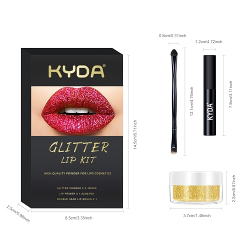 KYDA Glitter Lip Kit - 3 Colors Diamond Metallic Powder