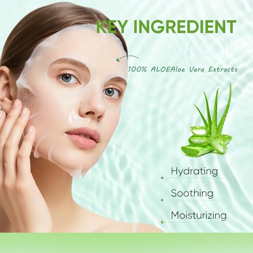 Aloe Vera Face Masks Sheet for Women,Moisturizes Facial Masks Oil Control,Hydrates, Soothes,Home Spa Facial Sheet Mask For All The Skin£¨12Pack£©