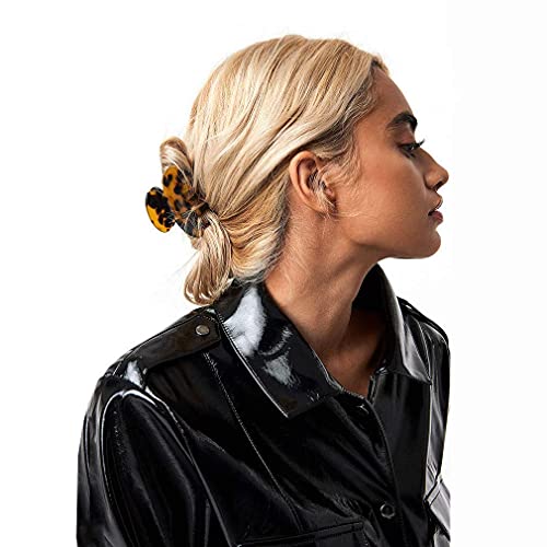 Tortoise Celluloid Hair Claw Clips - French Design Barrettes (2 Pack)