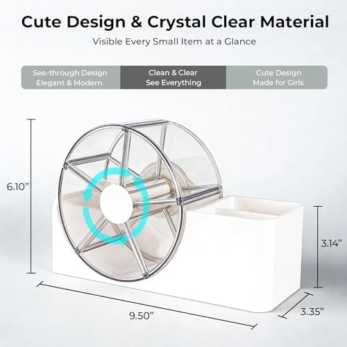 5-Section Rotating Hair Accessories Organizer with Brush Holder