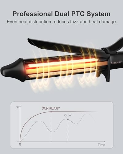 ANNLARY 1.25" Titanium Ceramic Curling Iron, 8 Heat Settings