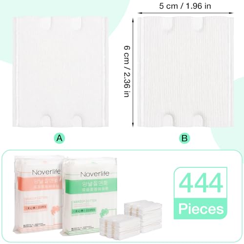 444 PCS Square Cotton Pads - Textured & Smooth Sides