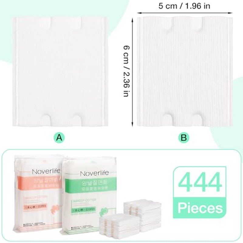444 PCS Square Cotton Pads - Textured & Smooth Sides