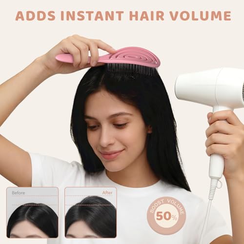 SHINLEA Pink Detangling Hair Brush for All Hair Types, Wet & Dry, Spiral Design