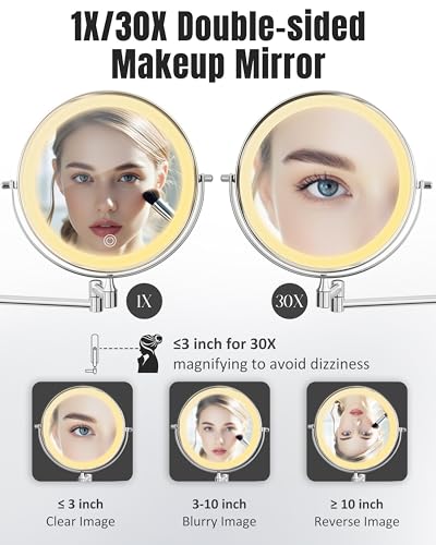 8" Double Sided Magnifying Makeup Mirror with LED Light 30X/1X
