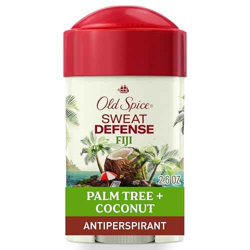 Old Spice Sweat Defense Antiperspirant & Deodorant for Men, 24/7 Ultimate Sweat Protection, Long Lasting Scent, Soft Solid, Fiji with Palm Tree + Coconut Scent, 2.6 oz