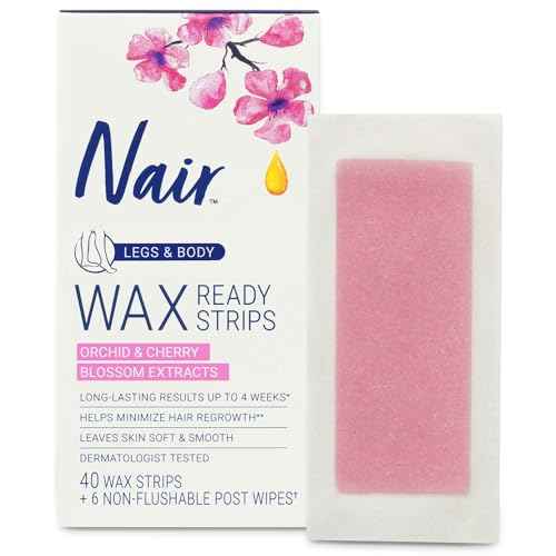 Nair Hair Remover Wax Ready Strips, Legs and Body Hair Removal Wax Strips, 40 Count, 3 Pack