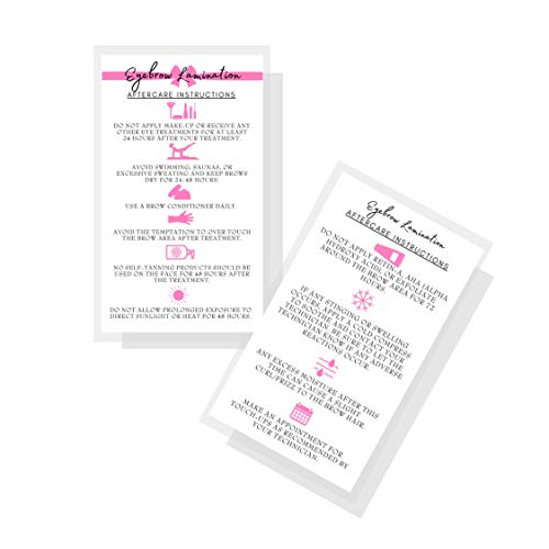 Brow Lamination Aftercare Cards 50 Pack 2x3.5"