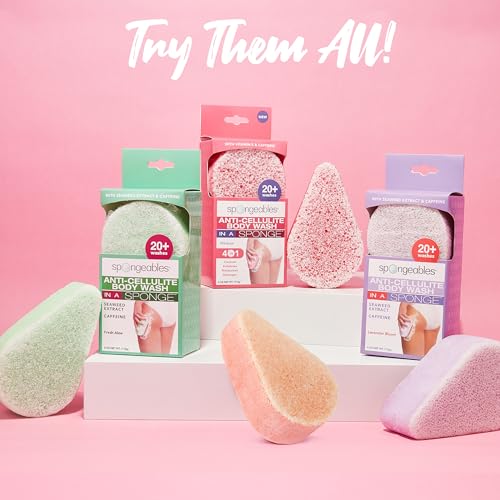 Anti-Cellulite Body Wash Sponge with Exfoliator, 20+ Washes