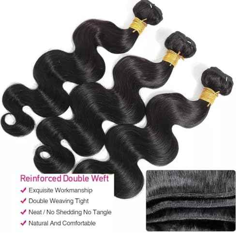 MDL Human Hair Bundles Body Wave Brazilian Virgin Human Hair 3 Bundles 18 20 22 Inch Unprocessed 12A Body Wave Human Hair Extensions Natural Color