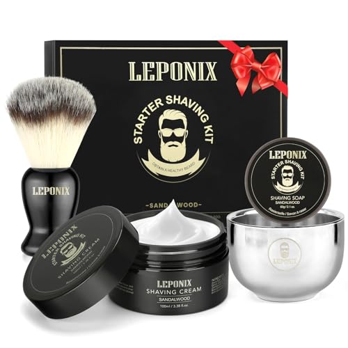Mens Shaving Kit, The Ultimate Secret Santa Gift Set - Include Shaving Soap, Brush, Cream & Bowl ? Premium Aftershave Christmas Gift Set for Him, Husband, Boyfriend ? Ideal Grooming Essentials