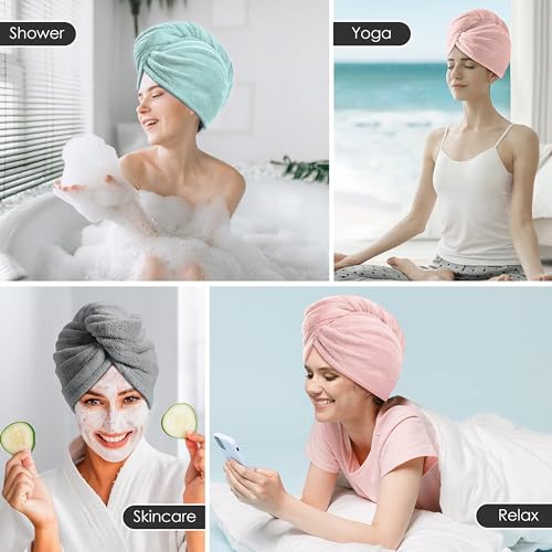 TENSTARS Hair Towel Wrap 5 Pack - 320GSM Microfiber Quick Dry