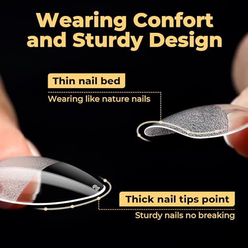 UNA GELLA Medium Almond Nail Tips 240PCS - Soft Gel Press On Nails