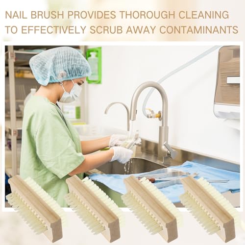 Patelai 48 Pack Wooden Nail Brush Bulk Two-sided Hand Fingernail Brush Non-slip Wood Heavy Duty Stiff Nail Scrubber for Nails and Toes Cleaning, Hand Scrub Brushes for Travel
