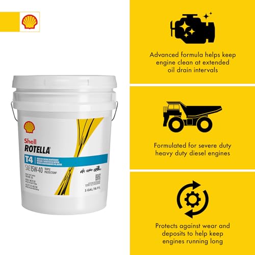 Shell Rotella T4 Triple Protection 15W-40 Diesel Engine Oil, 5 Gallon