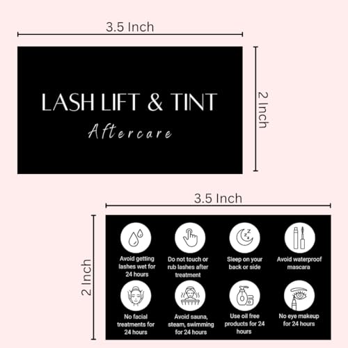 Lash Lift & Tint Aftercare Cards - 50 Pack