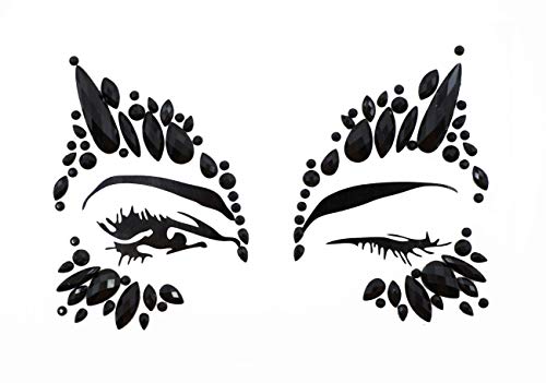 Topz Black Night Face Jewels Stick-On Festival Face Gems